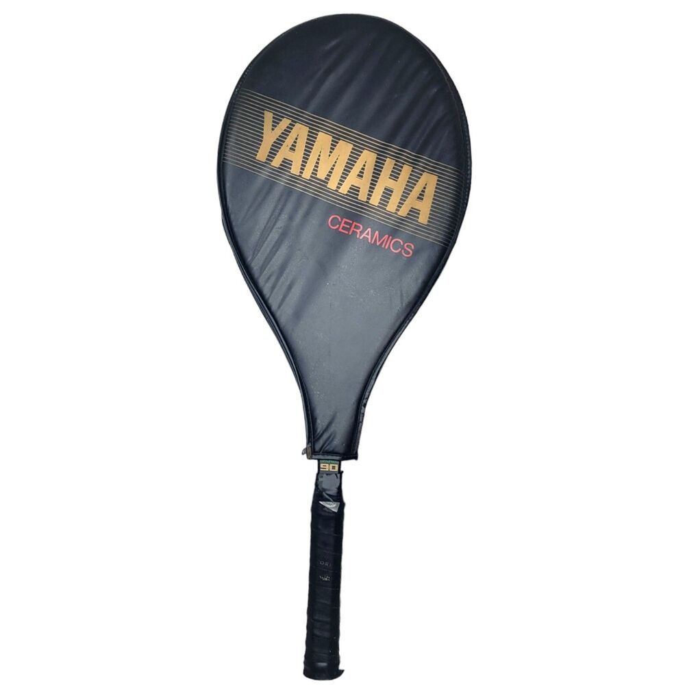 Yamaha Ceramics Series 90 Tennis Racket & Cover Grip 4 1/4 No2 Black Vintage